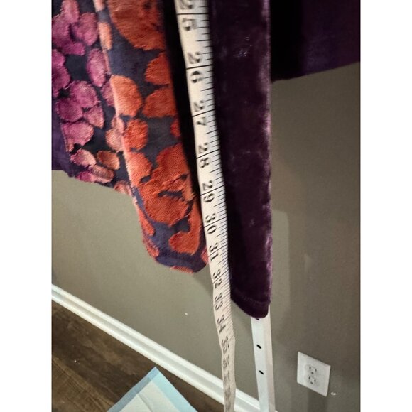 LOGO Lavish Womens 1X Purple Velvet & Floral Print Tunic Top - Picture 6 of 7